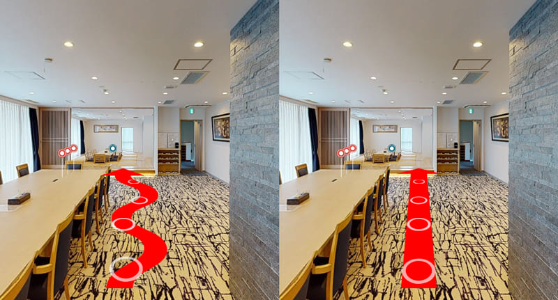 3Dバーチャルツアー撮影はレーザーラインを使用して直線に